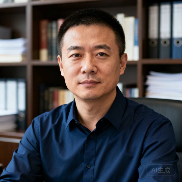 乐球吧创始人张磊的正面商务肖像照，穿着深蓝色衬衫，背景为办公室书架